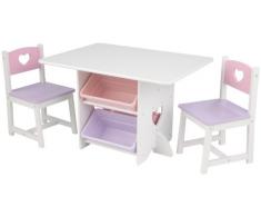 Kidkraft 26913 - Juego de muebles infantiles de mesa y 2 sillas diseño de corazón, color pastel