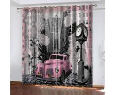 LOVEKKK Blackout Curtain Ciudad de Nueva York Cortina Ocultante con 8 Ojales Suave para Ventanas de Habitación Infantil, 100% Poliéster, 2 Piezas 140x175cm(An x Al)