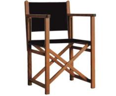 AUTENTICA Silla Menorquina - Silla Director - Silla Plegable en Madera para TERRAZA y Jardin en Color Brandy Y Tela ACRILICA Color Negro
