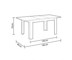 Habitdesign 0L4586A - Mesa de Comedor Extensible, Mesa salón o Cocina, Acabado en Color Blanco Artik y Gris Cemento, Modelo Kendra, Medidas: 140-190 cm (Largo) x 90 cm (Ancho) x 78 cm (Alto)