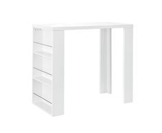 [en.casa] Mesa de Bar Alta con 3 estantes Blanca Tablero de Fibra laminada