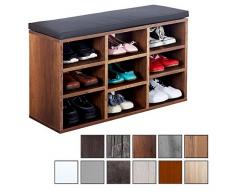 RICOO WM035-EC-A, Banco Zapatero, 79x49x30, Armario Interior con Asiento, Organizador Zapatos, Mueble recibidor, Perchero Entrada, Madera Roble marrón
