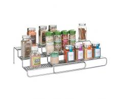 mDesign especiero extensible - Estante para especias idóneo como organizador de condimentos o salsas - De metal con acabado en plata