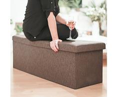Relaxdays Baúl Almacenamiento Grande Plegable, Lino, Marrón, 38 x 114 x 38 cm