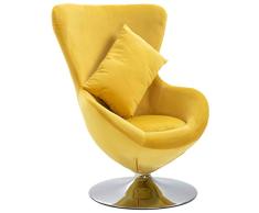 vidaXL Silla giratoria en forma de huevo con cojín, sillón, sillón giratorio, sillón de relax, sillón acolchado, sillón de cáscara, sillón de huevo, terciopelo amarillo