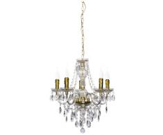 Reality R1107-03 Leuchten - Lámpara con 5 luces, bombillas excluidas, E14, 40 W, 230 V, A++, E, IP20, 150 x 54 x 54 cm, diámetro 53 cm, acrílico, bronce