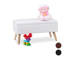 Relaxdays Banco Almacenamiento 40 L, Pino, Blanco, 40 x 80 x 39,5 cm