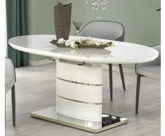 Mesa a comedor ovalada extensible – L: 140 ÷ 180 cm x P: 90 cm x H: 76 cm – blanco