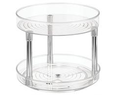 iDesign Plato giratorio para cocina, organizador de armarios con 2 pisos de plástico libre de BPA, especiero giratorio para guardar especias y latas en la despensa, transparente