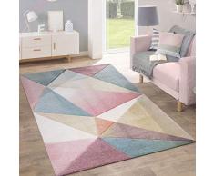 Alfombra Pelo Corto Tendencia Pastel Diseño Geométrico Inspiración Multicolor, tamaño:160x220 cm