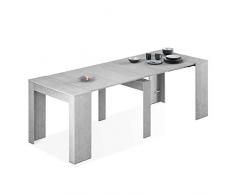 Habitdesign Mesa de Comedor, Consola, Mesa Extensible, Mesa para Salon recibidor o Cocina, Acabado en Gris Cemento, Medidas: 50-235 cm (Largo) x 90 cm (Ancho) x 78 cm (Alto)
