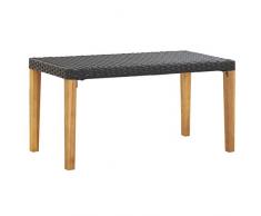 Festnight Banco de Jardín Eatán Sintético y Madera de Acacia Banco para Exterior Negro 120 cm