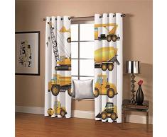 LOVEKKK Blackout Curtain Vehículo de ingeniería Cortina Ocultante con 8 Ojales Suave para Ventanas de Habitación Infantil, 100% Poliéster, 2 Piezas 140x175cm(An x Al)