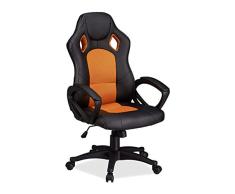 Relaxdays Silla Gaming XR9 Racing, Piel Sintética, Naranja, 110 x 62 x 60 cm
