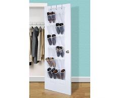 24 Bolso de Espacio de Zapatos de la Puerta, AZXES,Zapatero de la Pared,Gabinete para Calzado de Almacenamiento de Bolsa,Color Transparente