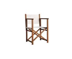AUTENTICA SILLA MENORQUINA - SILLA DIRECTOR - SILLA PLEGABLE en MADERA para TERRAZA y JARDIN en COLOR BRANDY Y TELA ACRILICA COLOR MARFIL