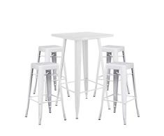 SKLUM Pack Mesa Alta LIX & 4 Taburetes Altos LIX Acero Blanco - (Elige Color)