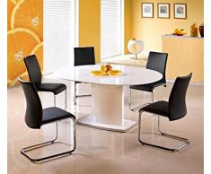 Mesa a comedor ovalada extensible – L: 120 ÷ 160 cm x P: 120 cm x H: 76 cm – blanco