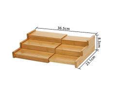 Especiero Extensible de Bambú Madera Vacío, Organizador Estante de Cocina, Mesa y Armario, Especiero de Almacenamiento para Superficie de Trabajo, Estante de 3 Pisos Niveles para Condimentos