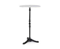 blumfeldt Patras Taverna - Mesa de Bistró, Mesa de Bar, 60 cm de diámetro, Superficie de mármol Pulido, Pie de Hierro Fundido, Trípode, Decoración Floral, Diseño Retro Art Nouveau, Negro
