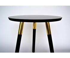 Nuevo diseño moderno de madera redonda lateral/café/final/lámpara de mesa, oro/negro, Madera/Metal, Scandi/retro/contemporáneo