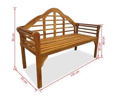mewmewcat Banco de Jard/ín Banco Terraza 180x62,5x90 cm de Madera de Teca Maciza