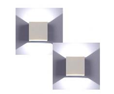 XIAJIA-2 pcs 6W LED Lámpara de pared Interior,Moderna Apliques de Pared,perfecto para Lámpara de Decoración para, AC85-265V, 10×10×5cm,Blanco/Blanco frío