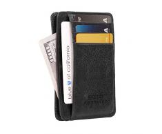 Otto Angelino Cartera Tarjetero de Cuero Genuino Delgado para hombres - Múltiples Ranuras para Tarjetas de Crédito, Tarjetas Débito, de Banco y de Negocios, BLOQUEO DE RFID (Negro)