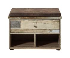Stella Trading Bonanza - Zapatero Vintage con Asiento en Aspecto de Madera derivada, cómodo Banco Retro con Espacio de Almacenamiento para su Pasillo, 67 x 47 x 40 cm (Ancho x Alto x Profundidad)