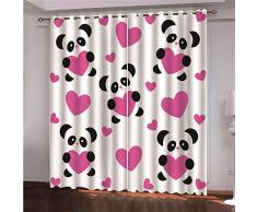 LOVEKKK Blackout Curtain Oso Amoroso Cortina Ocultante con 8 Ojales Suave para Ventanas de Habitación Infantil, 100% Poliéster, 2 Piezas 110x215cm(An x Al)