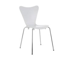 Sillatea Silla JACOBSEN Serie 7 Style - Madera de Haya Blanco - Patas de Metal