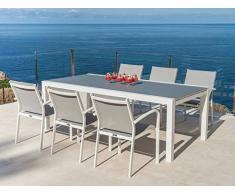 Jati&Kebon Livorno - Mesa extensible (aluminio y cristal, 220/330 x 106 cm), color blanco