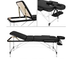 TecTake Camilla de masaje Mesa de masaje Banco de masaje en aluminio 3 zonas negro