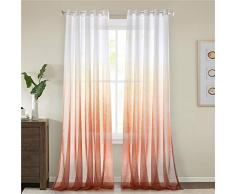Lindong - Cortina de gasa transparente con ojales, color degradado, para dormitorio o salón, 1 unidad, tela, naranja, 140x175 (BxH), Stück x1