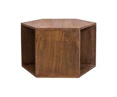 Rebecca SRL Mesa de Cafe Mesita de Centro Muebles auxiliares Aparador Hexagonal Marron Madera Natural Rustico Entrada Casa (Cod. RE4652)
