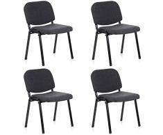 hjh OFFICE 704520 silla de confidente XT 600 lote de 4 tejido negro/antracita, apilable, acero estable, 4 sillas