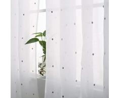 Deconovo Cortinas de Voile con Ojales, 260 x 140 cm, 2 Unidades, Color Gris Claro, Tela, 260x140