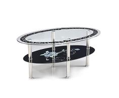 Feifei Mesa Lateral nórdica Mesa de Comedor de Vidrio Templado + Mesa de Comedor Ovalada Balcón Mesa Decorativa - 100 × 60 × 43 cm