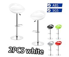 Turefans 2 x Silla de la Barra, Altura Ajustable (84-104cm), Alta Elasticidad, rotación de 360 ° (Blanco)