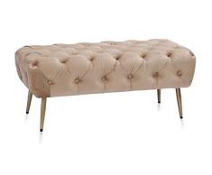 ANDREA HOUSE Banqueta de Terciopelo Beige con capitoné