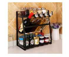 3 niveles estante de cocina para Botes de Especias,Especiero de Pie Libre Encimera Organizador Multiuso para Especias/Hierbas, Condimentos Negro Cuadrado Un tamaño