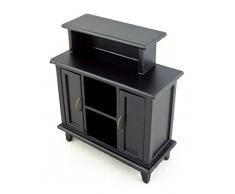 Melody Jane Dolls Houses Negro Bar Alta Vitrina Miniatura Comedor Estudio Muebles 1:12