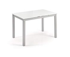 fanmuebles - Mesa Cocina Cristal Extensible Katy - Cristal Blanco Optico, 100 x 60 cm.