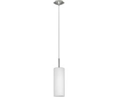Eglo Modelo Troy 3 85977 - Lámpara colgante (acero niquelado acabado mate y cristal satinado blanco, 1 bombilla E27 máx. 60 W, diámetro 10,5 cm, altura 110 cm)