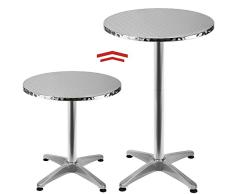 Deuba Mesa alta de bar Bistro altura ajustable 70 a 115cm multifuncional de Acero y Aluminio Ø60cm Color Plata redonda