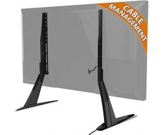 Soporte de mesa universal para televisores de 27 pulgadas a 55 pulgadas con gestión de cables y altura ajustable, hasta 60 kg