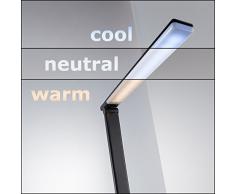 LED Lámpara Escritorio negro de Mesa 5W con USB, 7 Niveles de Brillo, 5 Temperaturas de Color, Control Táctil, Flexos plástico para Estudio Lectura Leer