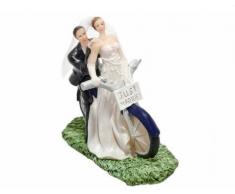 Figura de novios para tarta mesa Novios en bicicleta altura 11 cm