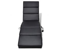 vidaXL Sillón de Masaje Reclinación de Cuero Artificial Negro Diván Masajeador