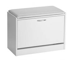 Orolay Gabinete de almacenamiento de zapatos de madera Banco con una aleta (Blanco)